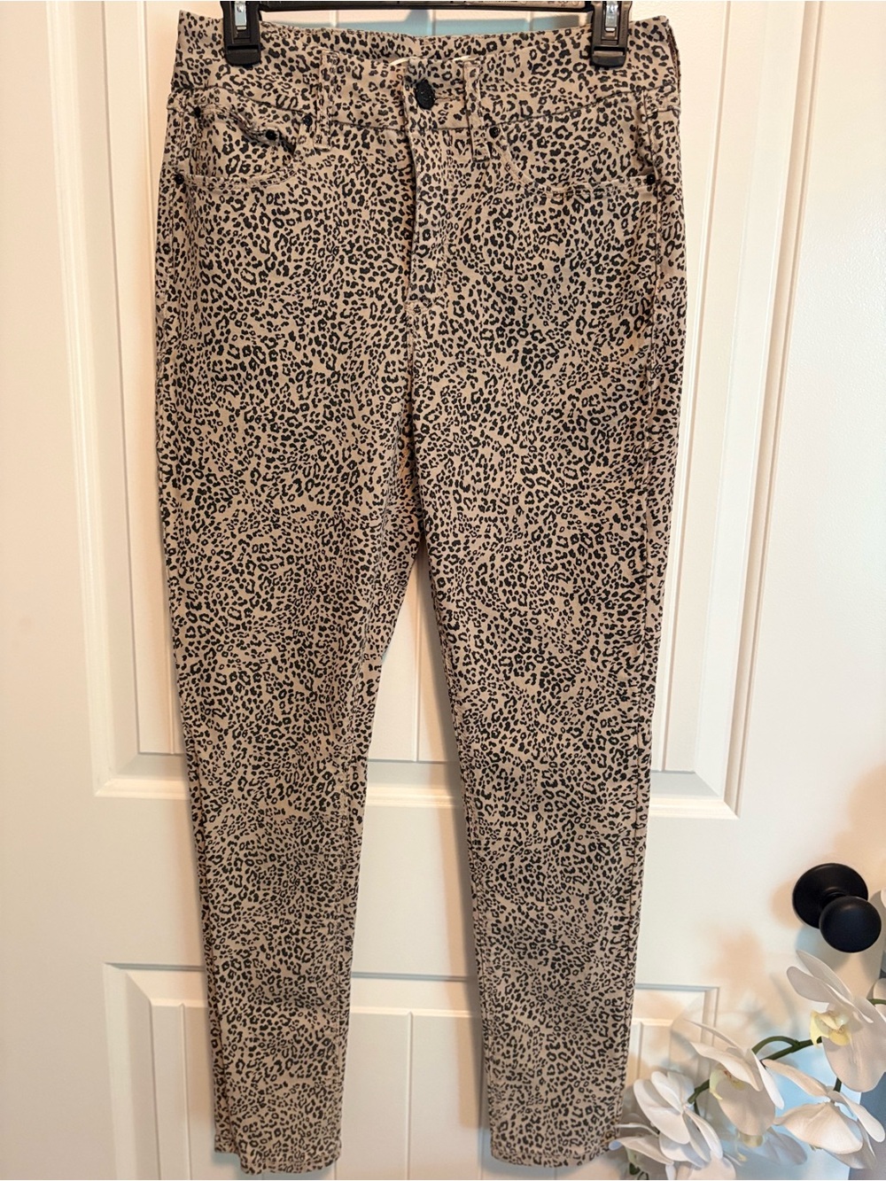 Seven7 Leopard Cheetah Print Tummyless High Rise Skinny Jeans Size 8